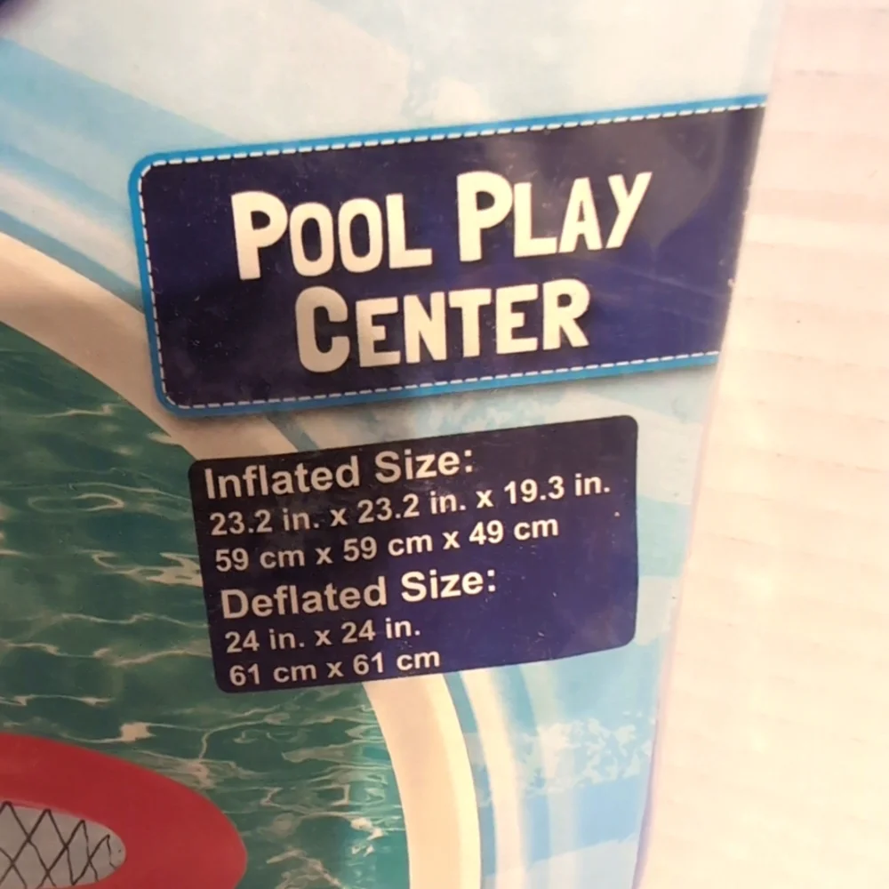 Pool Play Center - Blue and Red Inflatable Basketball Hoop, Ball And Rings‎